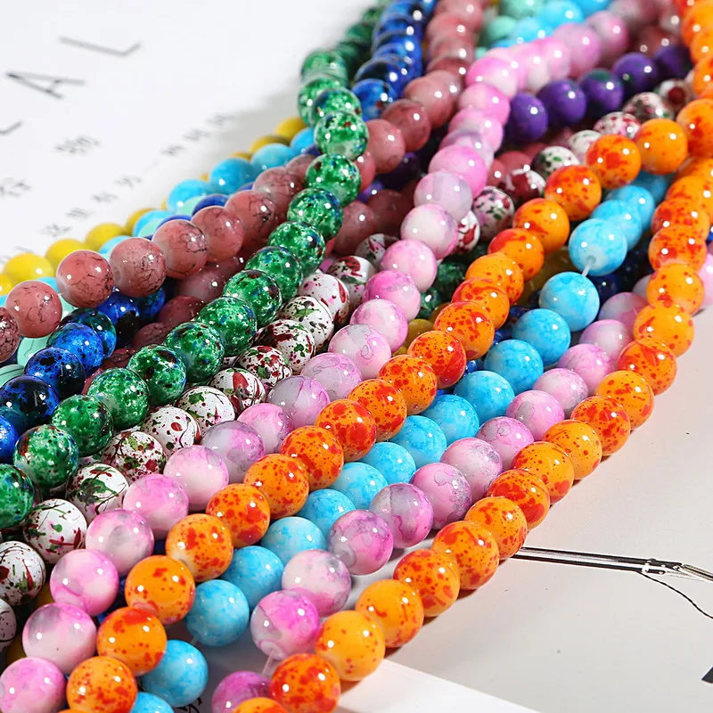 100 шт. 8 мм круглые бусины из салатного стекла|glass round beads|round beadsbeads for jewelry making |
