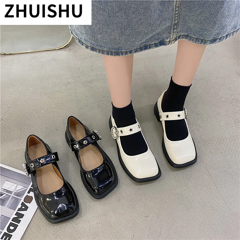 

Fashion Lolita Shoes 2021 Women Vintage Women Shoes Soft Low-heels Platform Shoes College Student Crystal Women Mary Jane Shoes