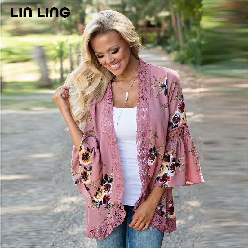 Женский модный ажурный летний топ кардиган с принтом в стиле ретро милый