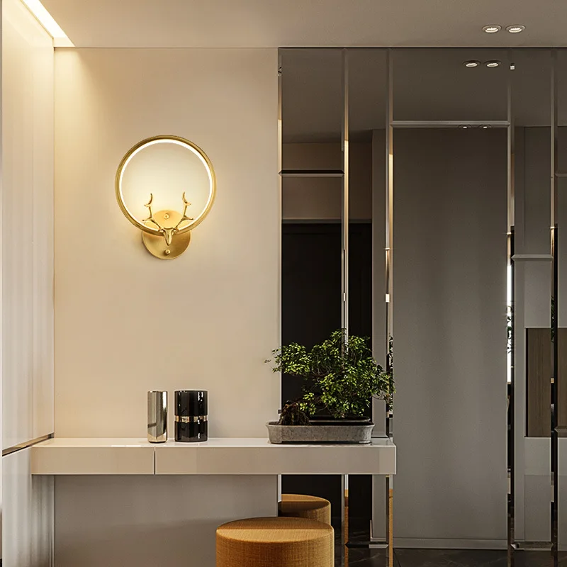 Спальня Античная Медь рога бра прикроватные Гостиная ТВ фон Ванная комната