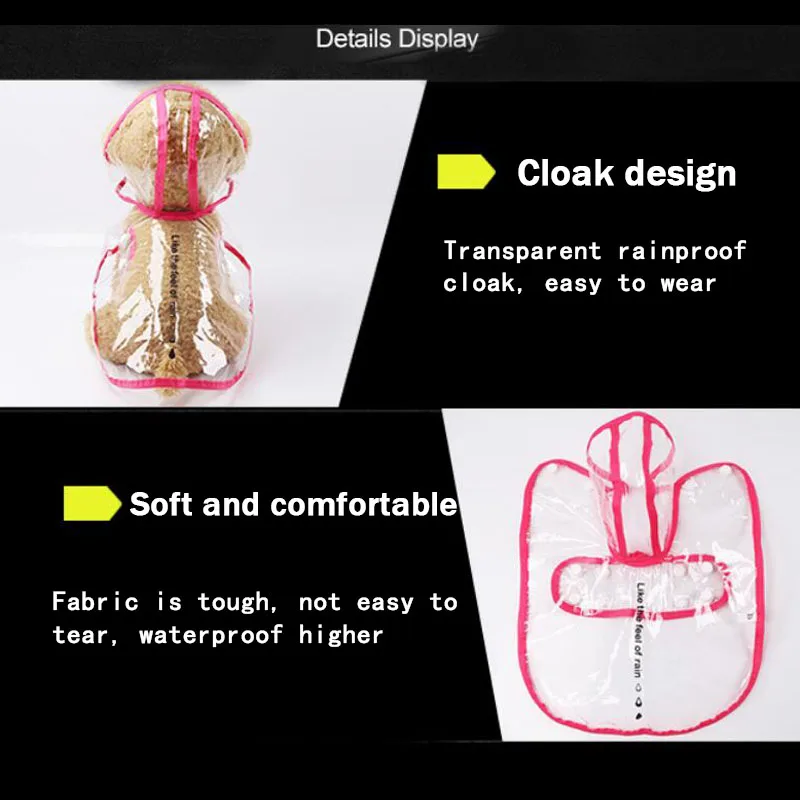 Прозрачный дождевик для собак двухфутовый комбинезон щенков и маленьких