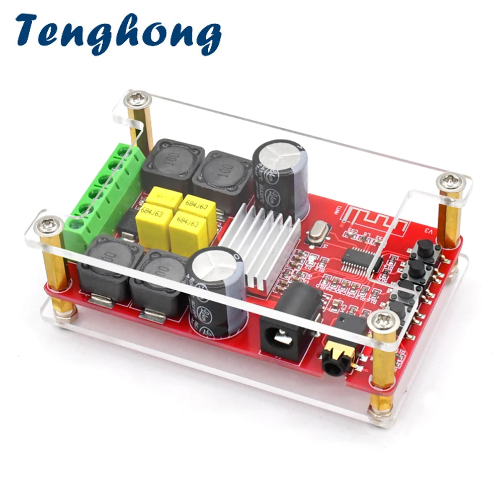 

Плата усилителя Tenghong Bluetooth 5,0 цифровая мощность TPA3116D2 50 Вт * 2 двухканальная DC12-24V высокомощная модель усилителя Crystal