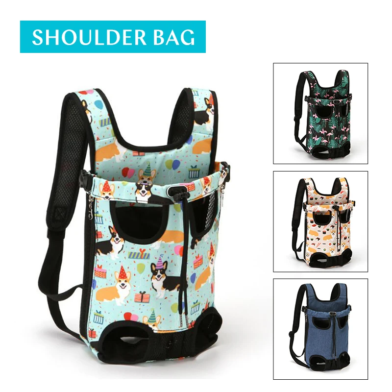 

Pets Dogs Cat Carrier Backpack Portable Head Out Drawstring Canvas On Chest Dog Bags Double Shoulder Outdoor Puppy Supplies