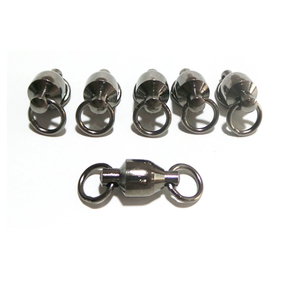 10pcs Nickle Hooks Stainless Steel With Double Rings Swivels Fishing Accessories Ball Bearing Swivel Ring Solid Ring