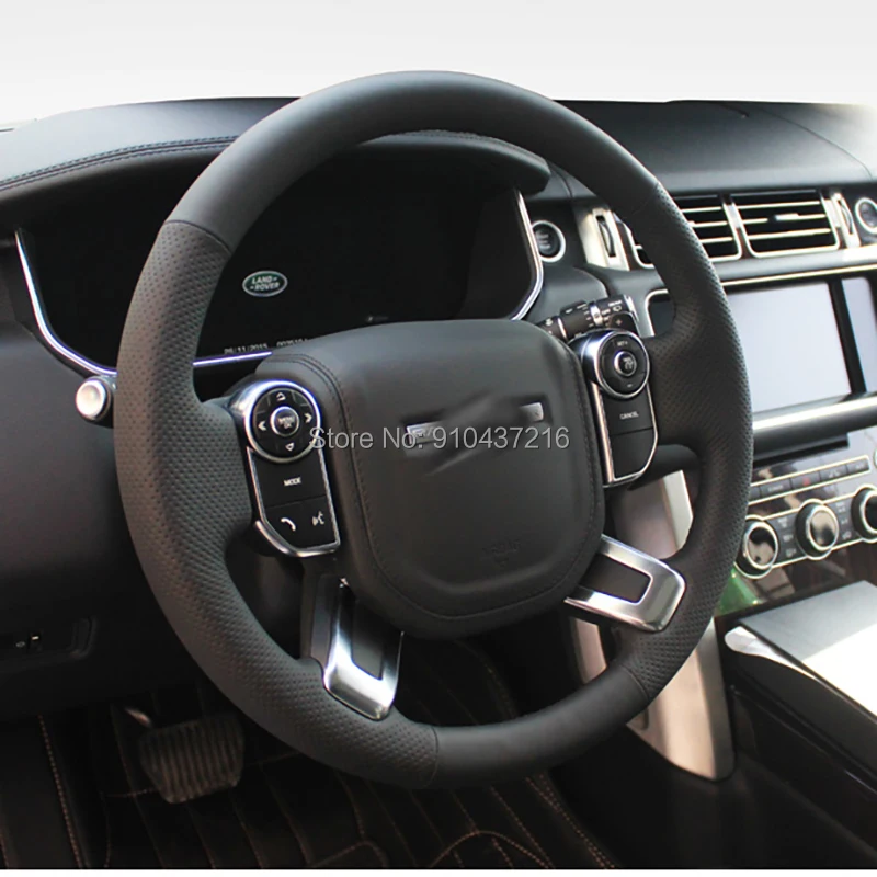 

Накидка на руль для Land Rover Range Rover Discovery 5, черная перфорированная замша, кожа, Ручное шитье