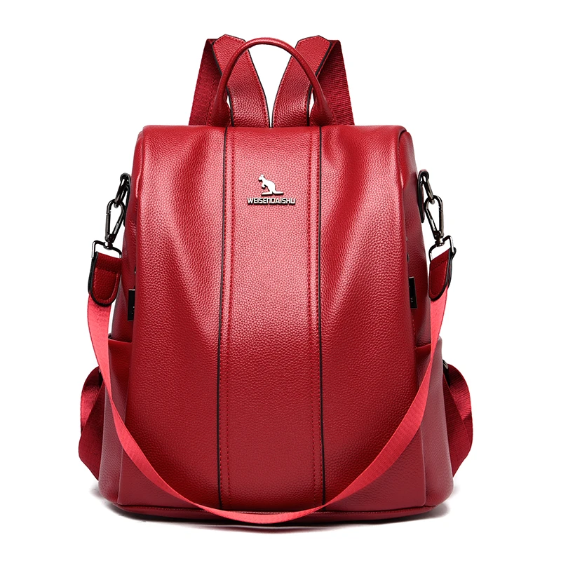 

Luxury Brand Leather Bags For Women 2021 New High Quality Anti-theft Backpacks For Girls Multifunction Casual Bagpack Sac A Dos