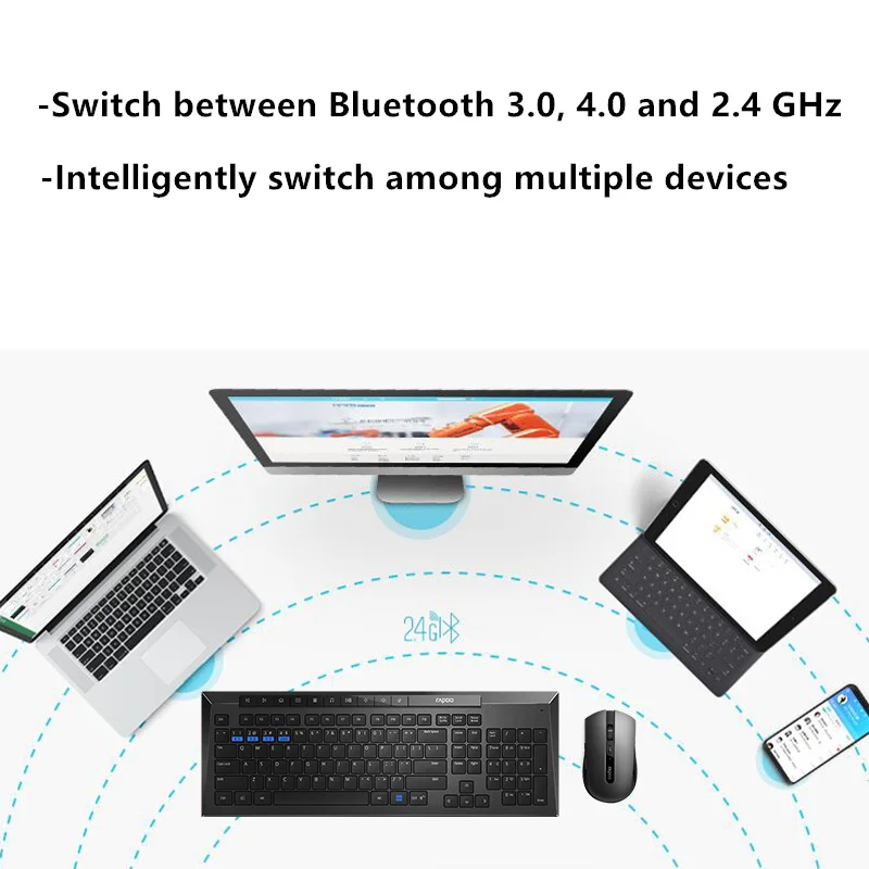 new rapoo silent wireless keyboard mouse combos for desktoplaptoppcswitch between bluetoothrt 2 4g connect to 3 devices free global shipping