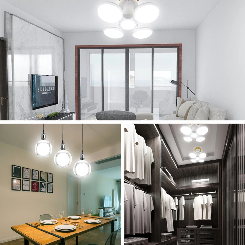 

LED Bulb E27 40W Football Lamp 120 Degrees Angle Adjustable IP54 Folding Fan AC 85-265V UFO Light For Home Warehouse Garage