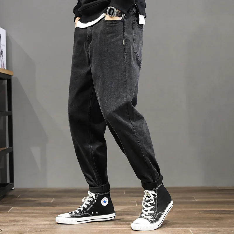 

2019 New Men's Harlem Jeans Men's Japanese Loose Retro Casual Black Panty Trend