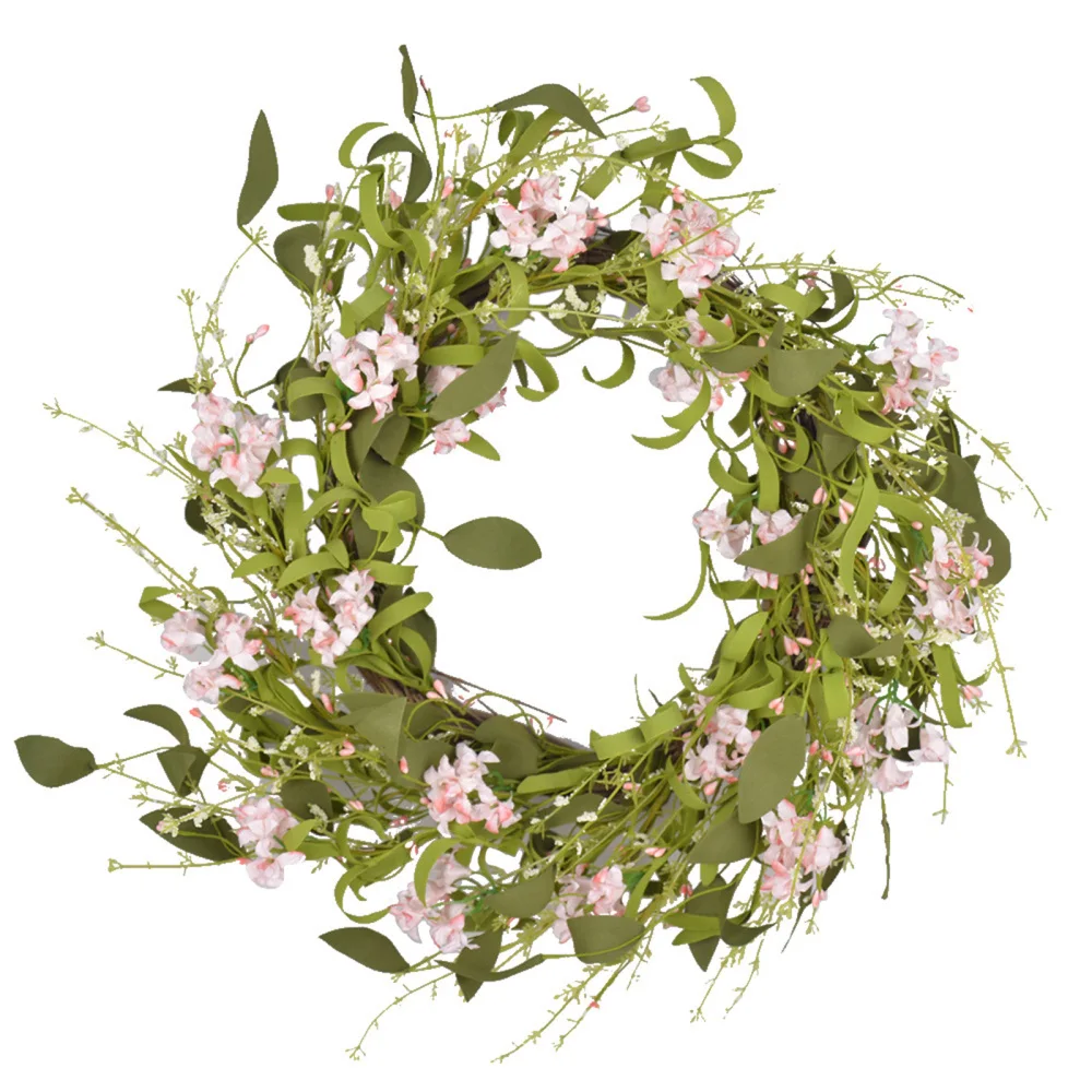 

Искусственный цветок, круглая Маргаритка, праздничный венок, розовый 50 см, цветок персика с листьями, добро пожаловать, Фотофон