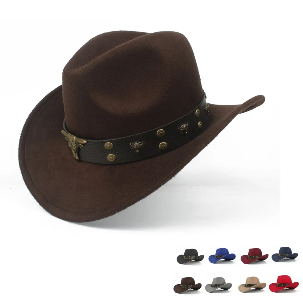 Крутая Детская шерстяная ажурная ковбойская шляпа в западном стиле с