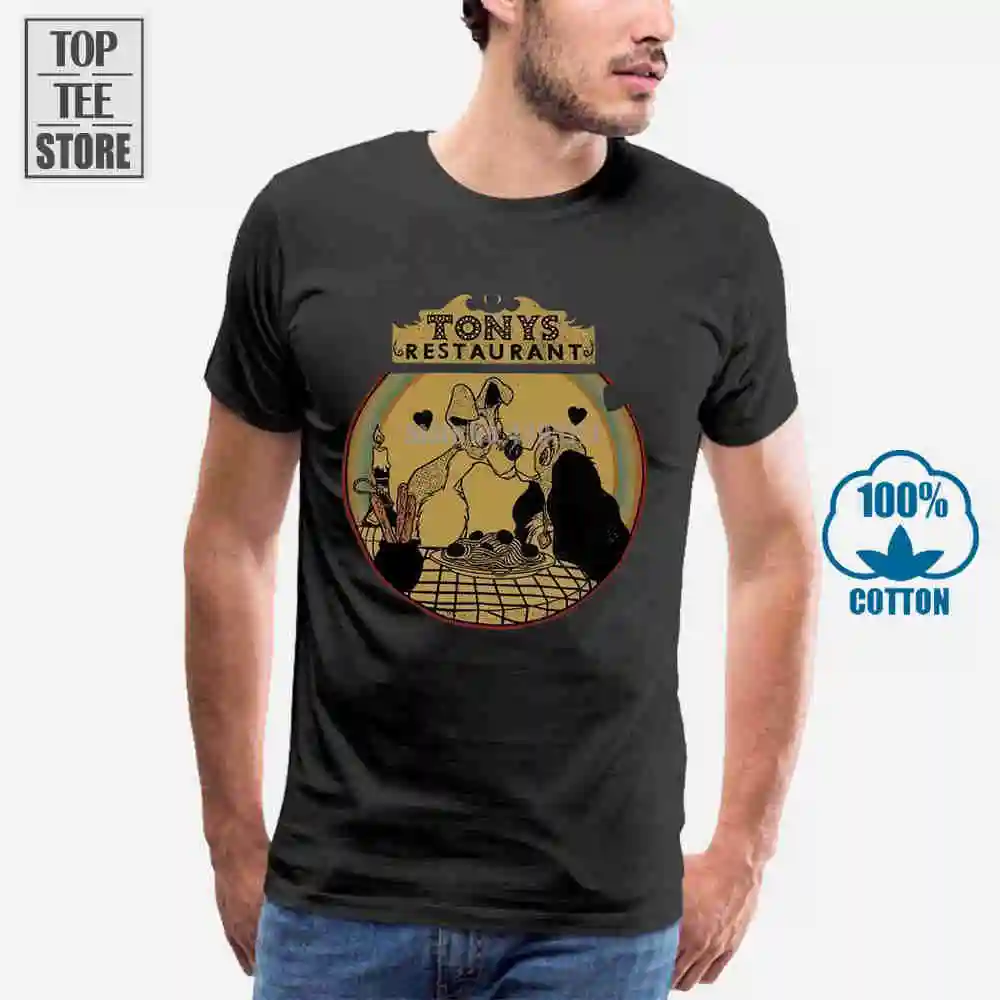 Мужская хлопковая футболка Lady &amp Tramp Tonys с надписью Love для ресторана Размеры S 4Xl |