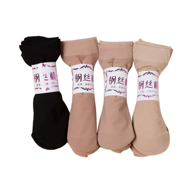 

Adorns 10 pairs Women Summer Sexy Ultrathin Transparent Crystal Silk Socks High Elastic Skin Color Nylon Short Socks Soild