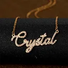 Именные ожерелья из нержавеющей стали с цирконием для женщин, индивидуальное ожерелье, ювелирные изделия, новогодние подарки, кулон-табличка с именем