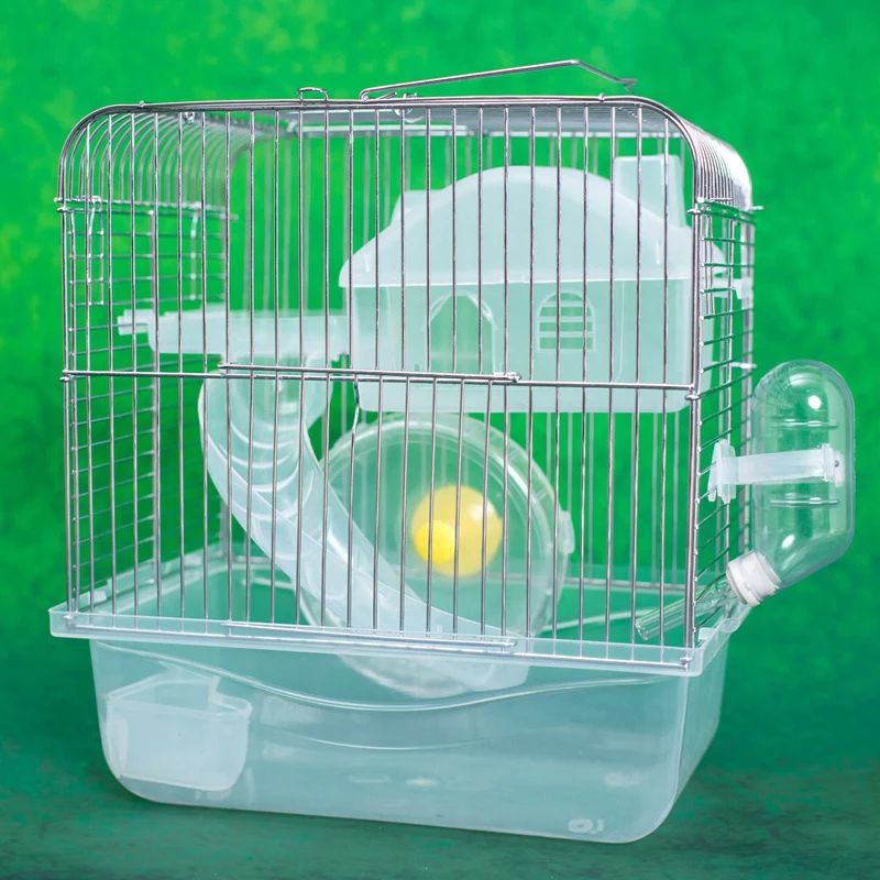 

Hamster Chinchilla House Guinea Pig Two Layers Cage Small Pet Nest with Fitness Wheel/ Feeder/ Bed/ Slide