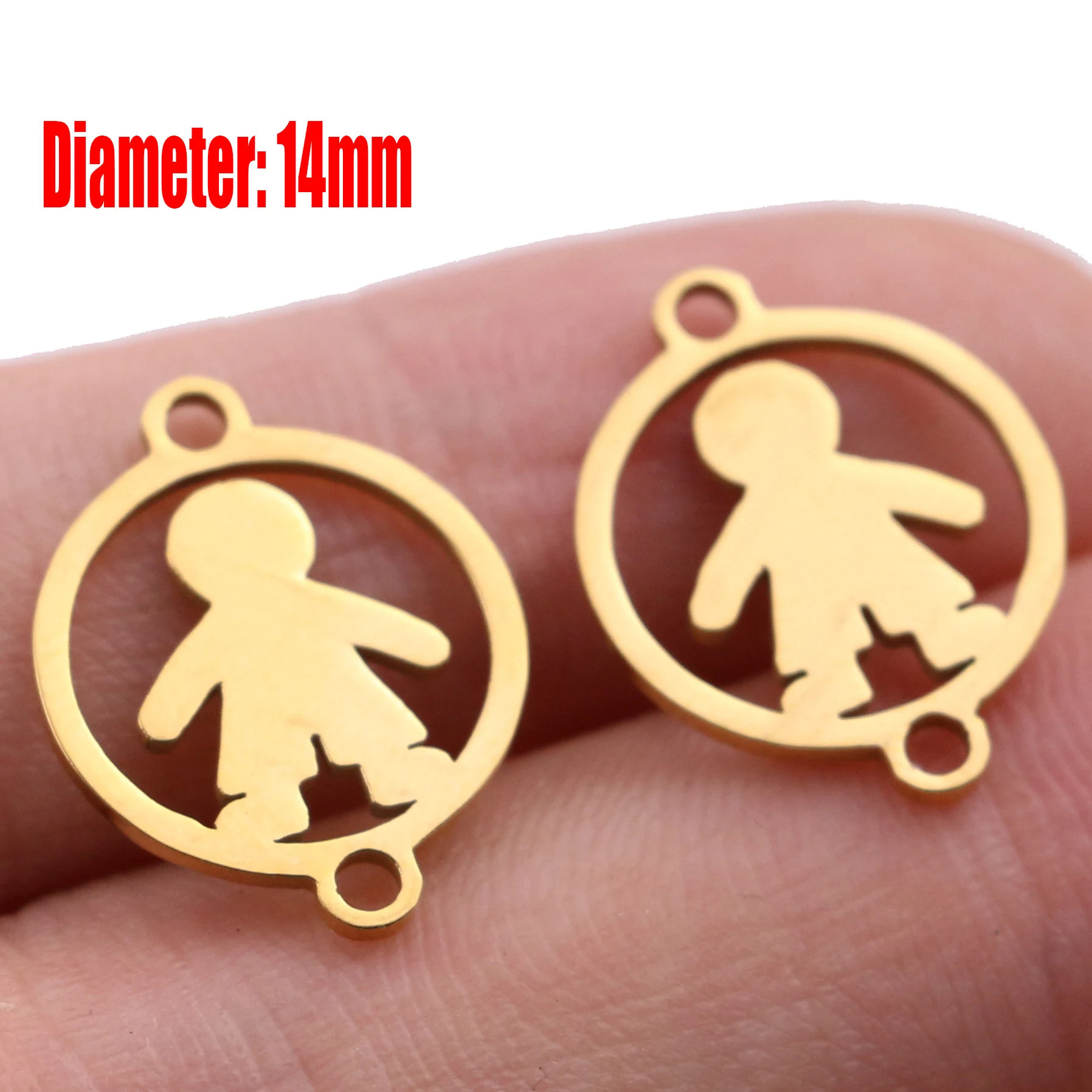 5pcs Family Chain Stainless Steel Pendant Necklace Parents and Children Necklaces Gold/steel Jewelry Gift for Mom Dad New Twice - Цвет: Gold 23