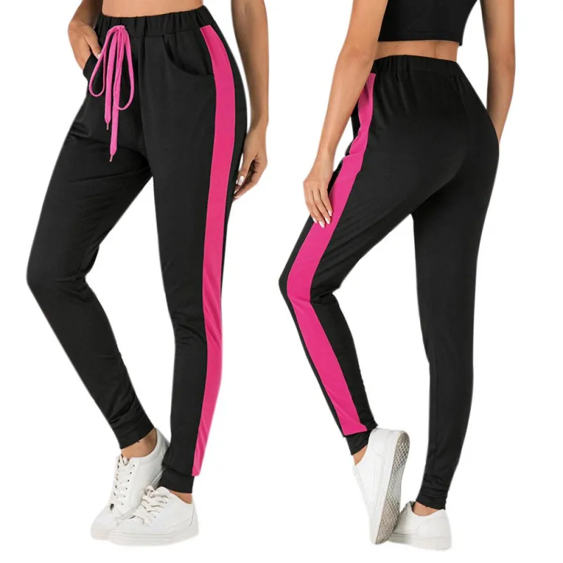 

2019 Spring Sweatpants Women Casual Pencil Pants Loose Trousers For Women Black Striped Side Sweat Pants Female Plus Size S-XL