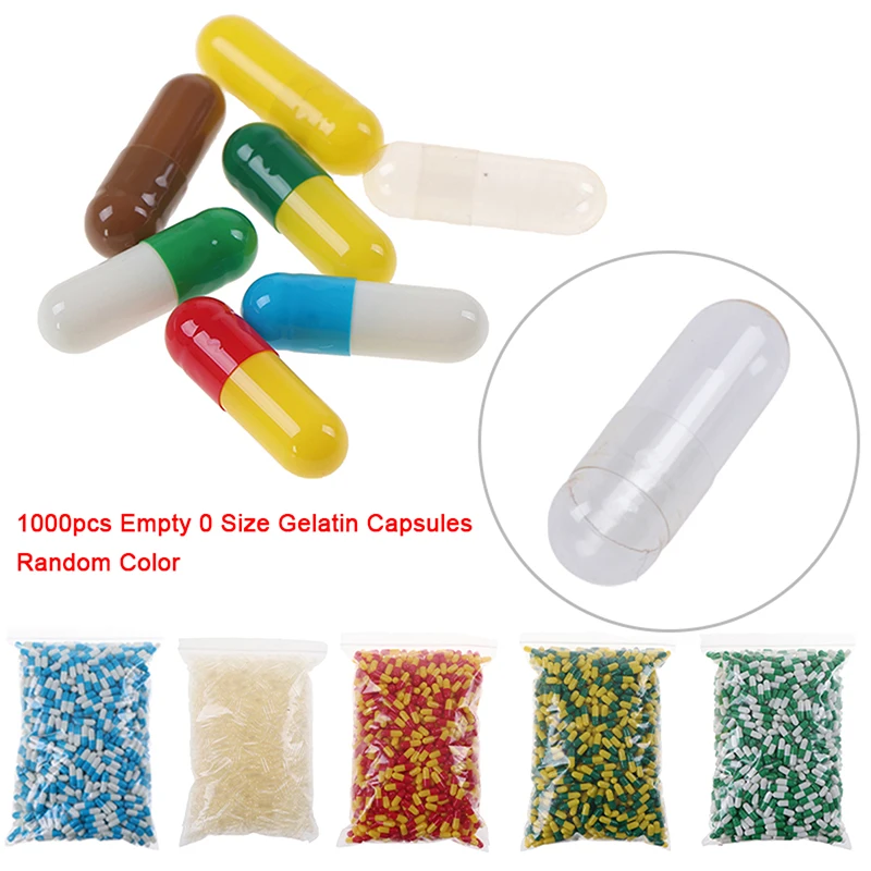 1000Pcs Empty Hard Gelatin Capsule MedicineCapsule 0# Refillable  Empty Pill