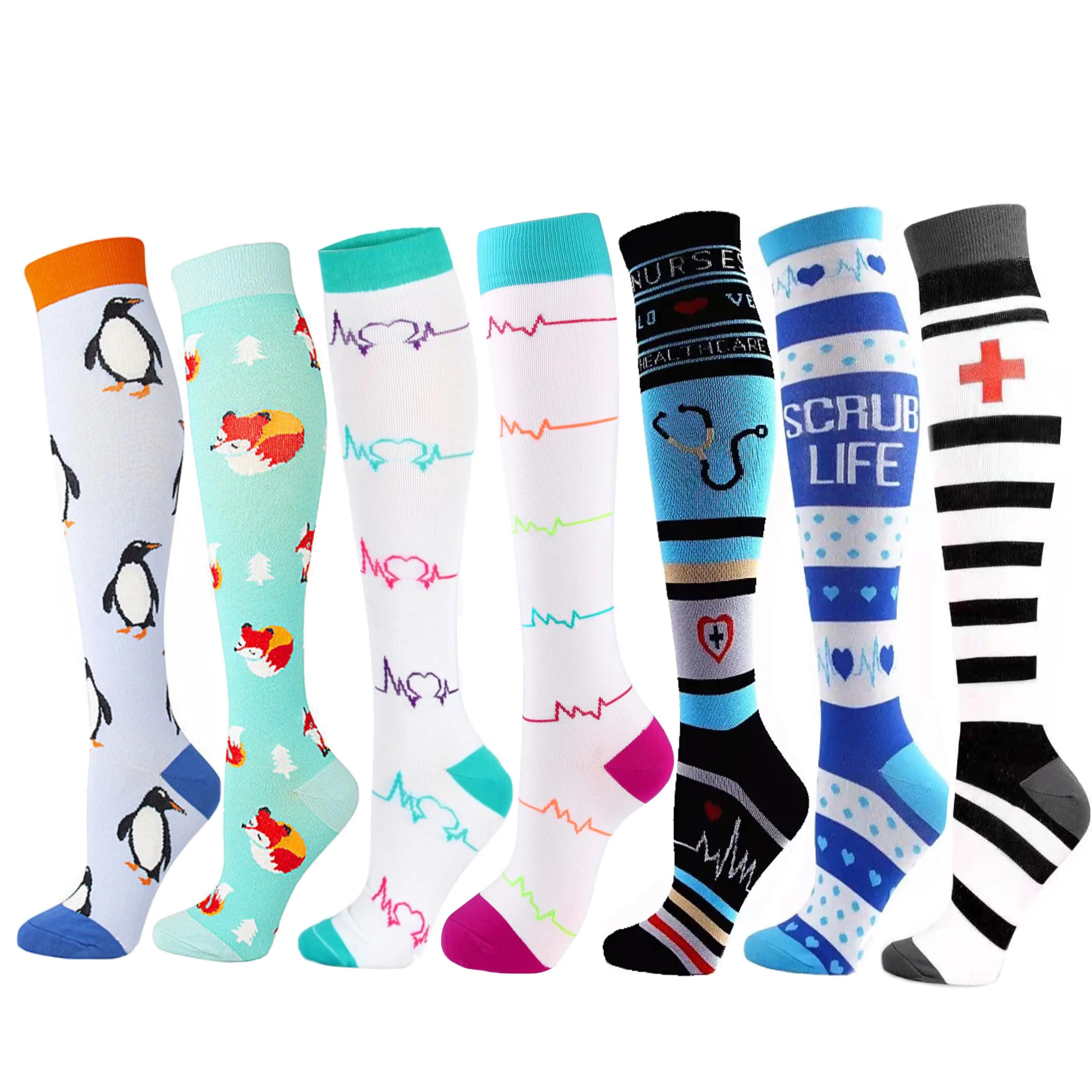 

Compression Socks New Unisex Knee High Nursing Sports Socks Fit For Edema, Diabetes, Varicose Veins,Atheletic, Running,Marathon