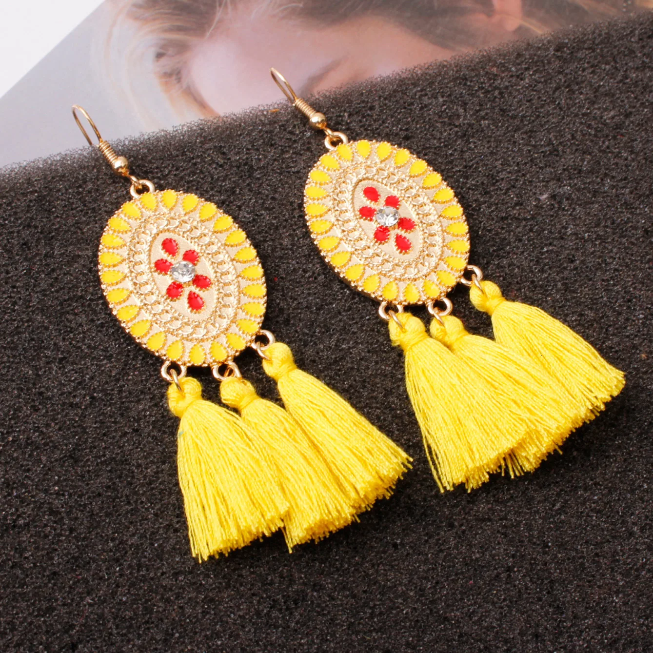 Акция женские серьги большие Подсолнухи длинные с кисточками для женщин