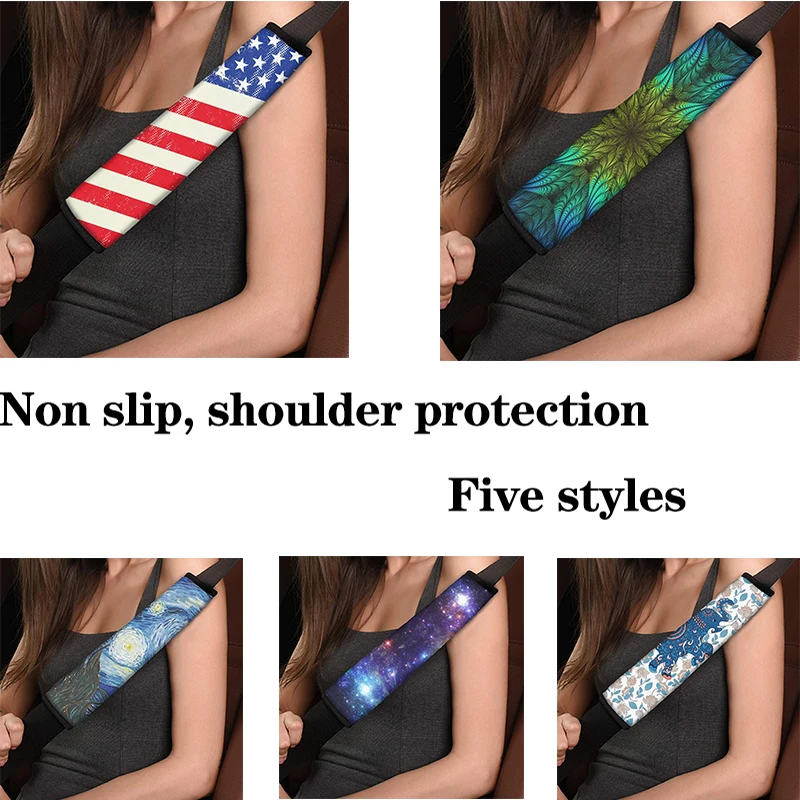 

Наплечный ремень безопасности с американским флагом и принтом космоса, автомобильные аксессуары, подходят для женщин и девушек, аксессуары...