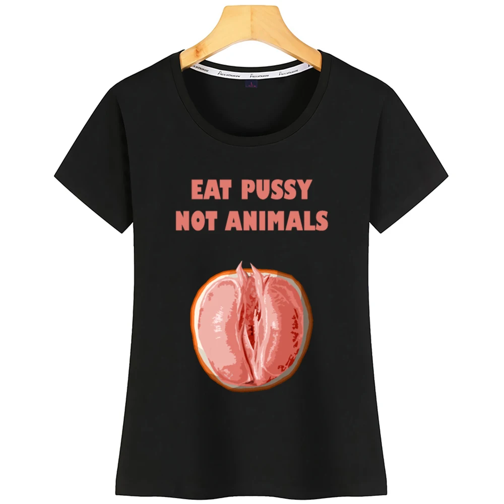 Женская футболка летняя винтажная на заказ Lgbt Vegan Ve Eat Pussy Not Animals|Футболки| |