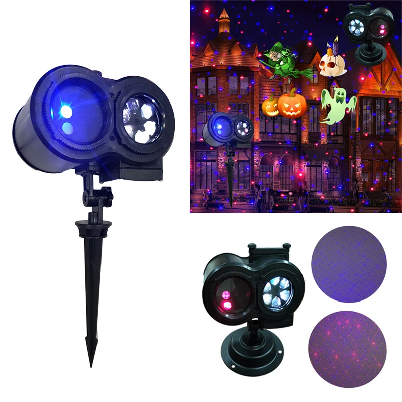 Светодиодный лазерный проектор с дистанционным управлением 12 узоров двойная