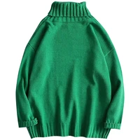 men turtleneck sweater winter thick warm loose solid color korean style casual knitter pullovers hip hop harajuku sweaters