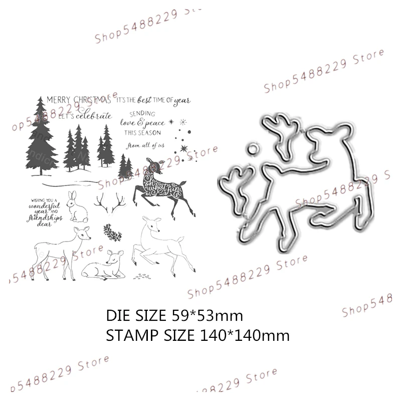 

Новинка 2021, штампы для вырезания и прозрачные штампы для скрапбукинга для изготовления бумаги, рождественской елки и оленя, рамка для тисне...