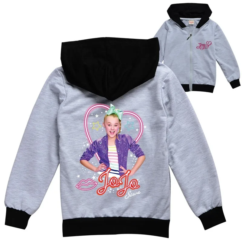 

Fashion girls Jojo Siva jacket children clothes hooded zipper tops kids sportswear spring autumn big youthJojo Siva coat 2-15Y