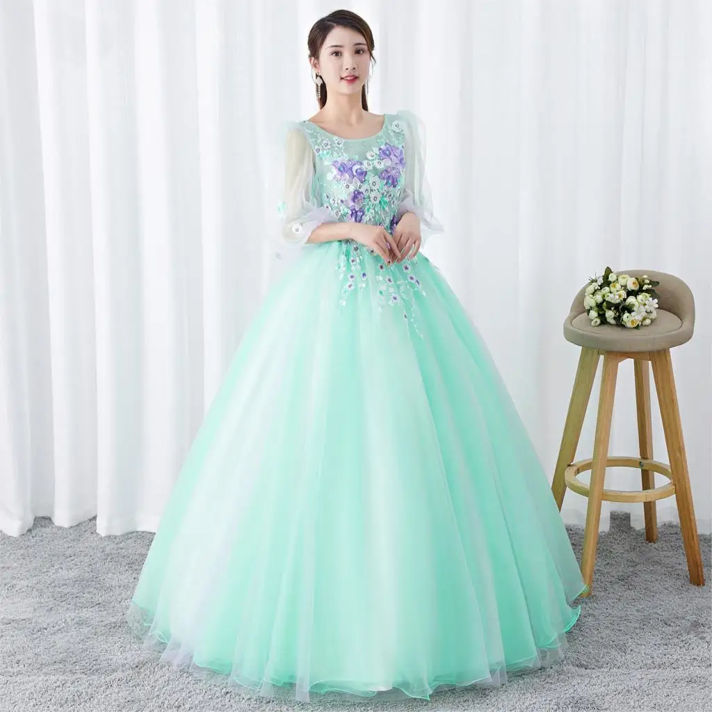 Бальное платье Quinceanera платья с цветочной аппликацией и бусинами для подростков