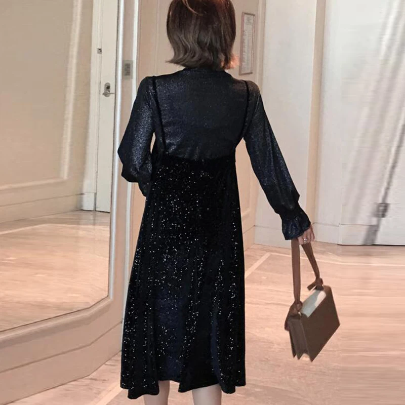 

2021 Two piece Suit Sequins Maternity Dresses For Photo Shoot Women Dress Maternity Photography Props Dresses For Pregnant Women