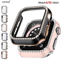 bling glasscover for apple watch case 40mm 44mm 42mm 38mm iwatch diamond bumperscreen protector apple watch serie 3 4 5 6 se