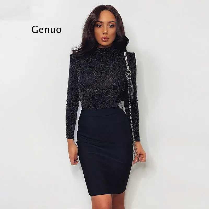 Длинные рукава с высоким плотно облегающим шею воротником для женщин