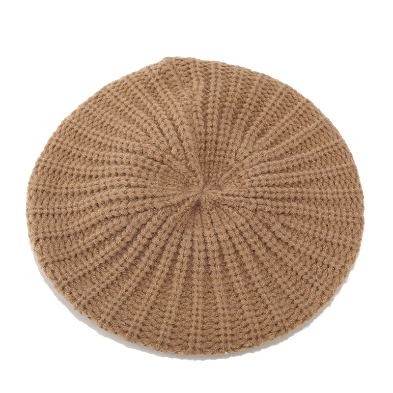2019 New Wool knit hat beret women female Japanese solid color painter autumn and winter wild warm wool cap berets | Аксессуары для