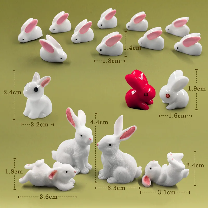 Белый Пасхальный кролик заяц фигурка животного модель микро пейзаж домашний