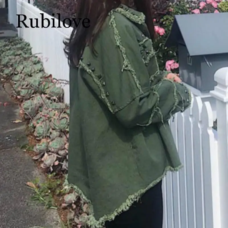 Женская джинсовая куртка с длинными рукавами асимметричная большого размера