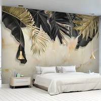 custom photo wallpaper 3d black golden leaf marble texture murals living room tv sofa bedroom background wall paper for walls 3d