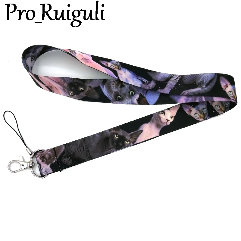 Сфинкс рисунок с котом шейный ремешок брелок мобильный телефон держатель значка