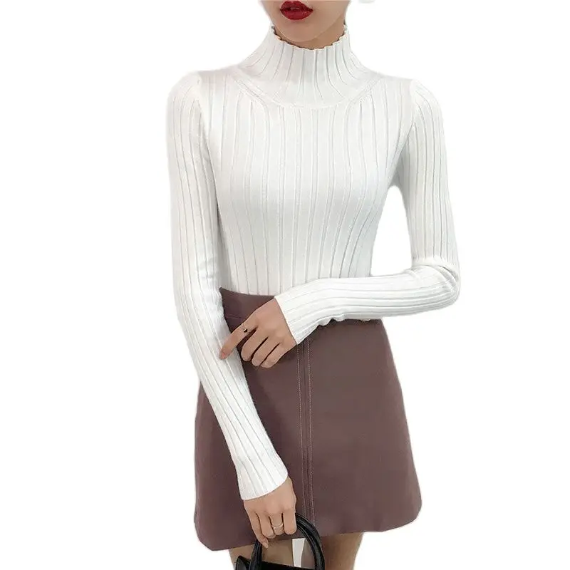 Новинка 2021 белый свитер с высоким воротником женская короткая зимняя куртка