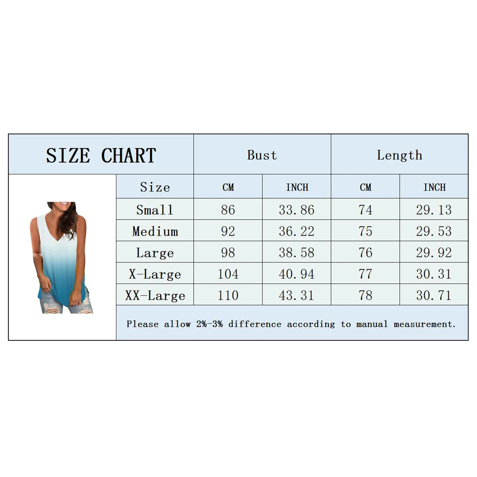 

Summer Women's Blouses Fashionable Loose V-neck Vest Sleeveless Casual Solid Gradual Printed Loose Soft Comforable Top Blusas