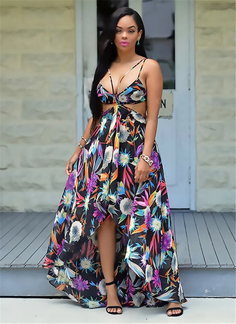 Женские летние пляжные макси платье 2021 сексуальное с лямкой на шее открытой