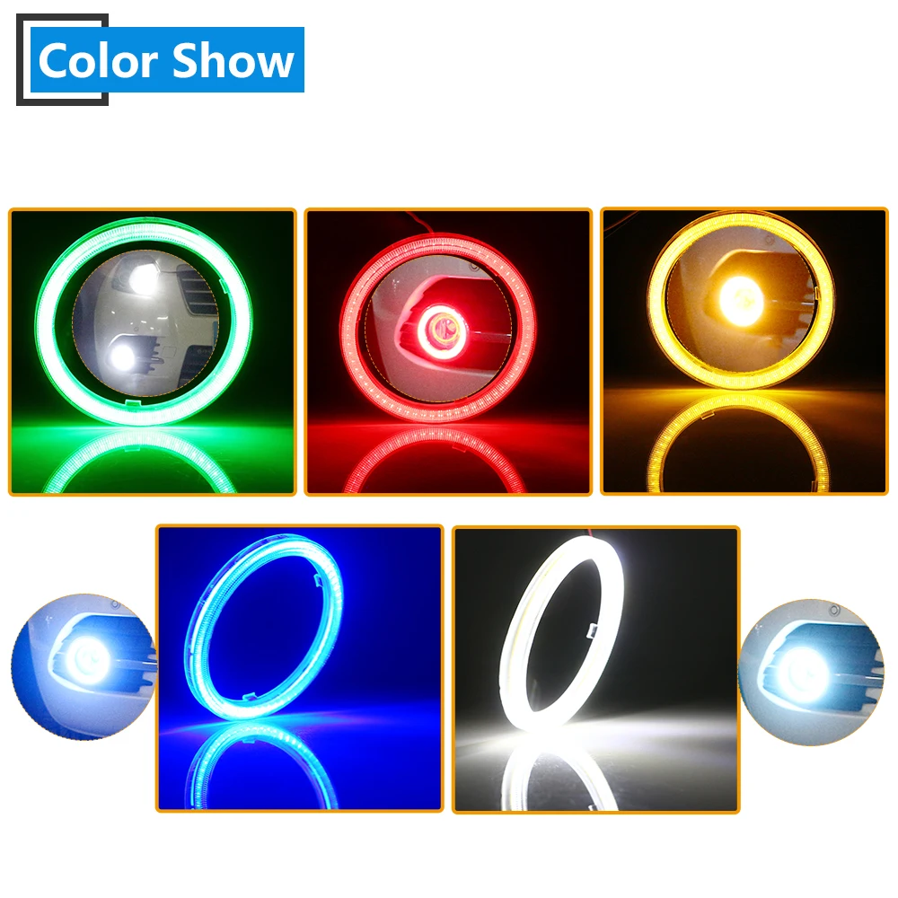 2 шт./компл. 12V COB Ангельские глазки Led Halo Кольца 60 мм 70 80 90 95 100 110 120 белого и синего