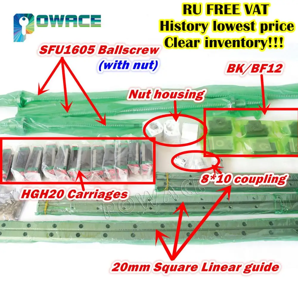 

RU распродажа! 20 мм квадратная линейная направляющая L-400/700/1000 мм & 3 ПК шарикового винта SFU1605-400/700/1000 мм с гайкой & BK/B12 & 8x10 мм Муфта