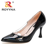 royyna 2021 new designers patent leather ladies stiletto shoes wedding shoes high heels women basic pump shoes feminimo office