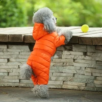winter warm down dog jacket pet dogs costume puppy light weight four legs hoodie coat clothes for teddy bear big combinaison ski