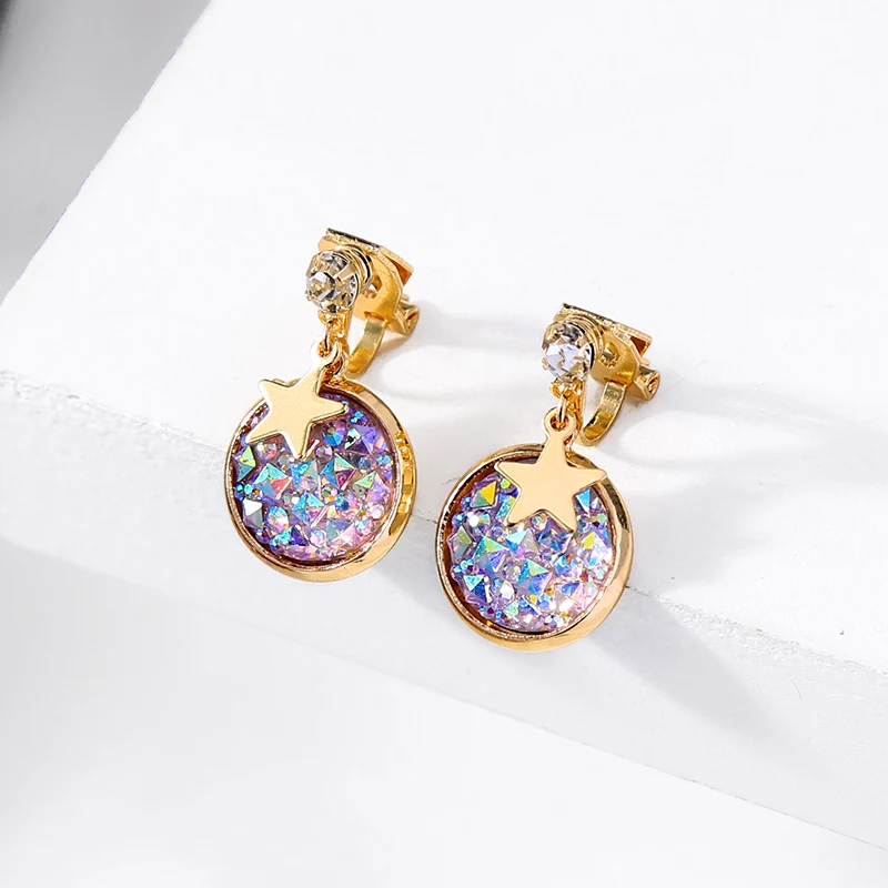 Ethinic New Arrival Drop Earring For Women Korean Cute 2 Style Shine Star Handmade Appointment Date Gift Jewelry | Украшения и