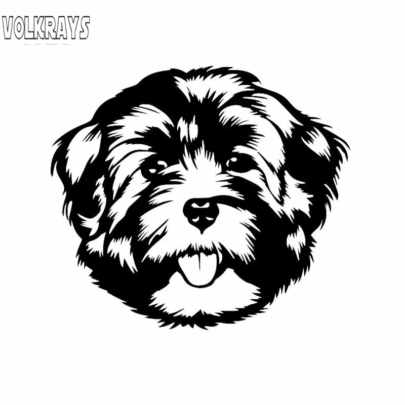 

Автомобильная наклейка Volkrays с изображением Милого Животного, хаванского лица, собак и пород, виниловые аксессуары, черная/Серебристая Накл...