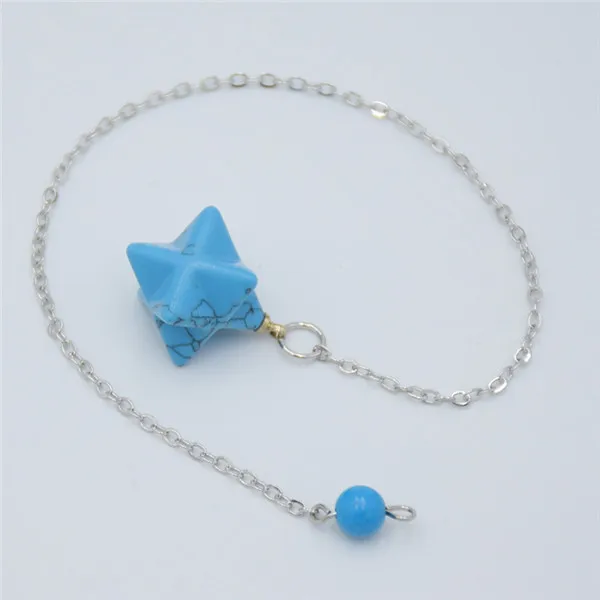 blue turquoises 1 шт. маленькие натуральные кристаллы аметиста опал черный Агаты камень Меркаба подвеска Маятник Рейки Исцеление Точка Шарм ювелирные изделия - Окраска металла: blue turquoises
