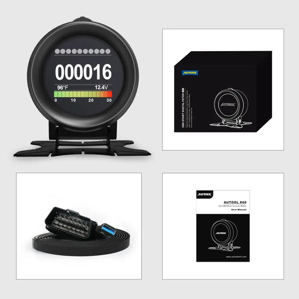 Цифровой Автомобильный датчик давления AUTOOL X60 измеритель температуры и масла с